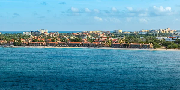Vista Panoramica Sulla Spiaggia Druif Sul Villaggio Oranjestad Isola Aruba — Foto Stock