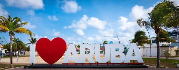 Oranjestad Aruba Mars 2022 Adore Panneau Aruba Port Croisière Oranjestad — Photo