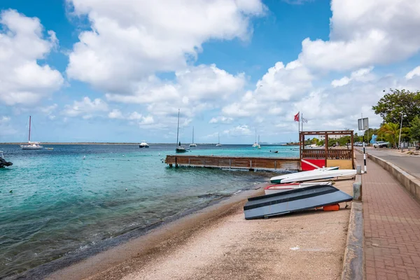 Bateaux Envers Sur Quai Kralendijk Île Bonaire — Photo