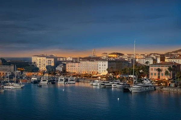 Ajaccio Marina Port Night Corsica Island — Foto Stock