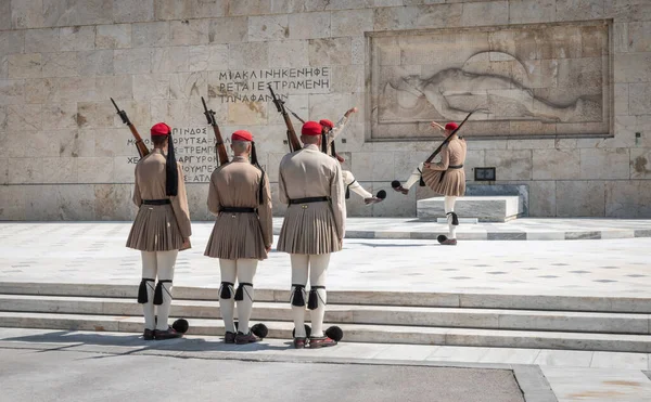 Changing of the guards, Athens, Greece. Greek Presidential guard in traditional uniform.