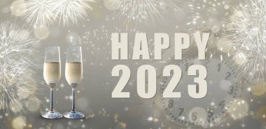 New Year's Eve celebration concept. Happy 2023.