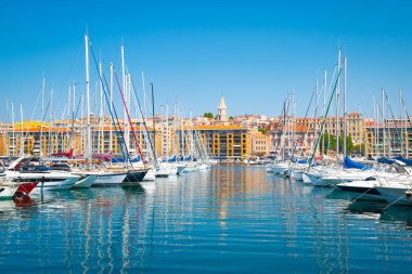 Luxury Yachts in the Old Port of Marseille, France.