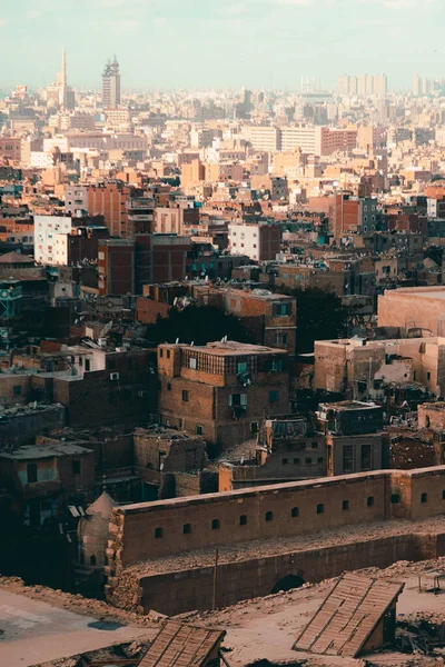 Zicht Tal Van Gebouwen Daken Van Caïro Stad Multi Miljoen — Stockfoto