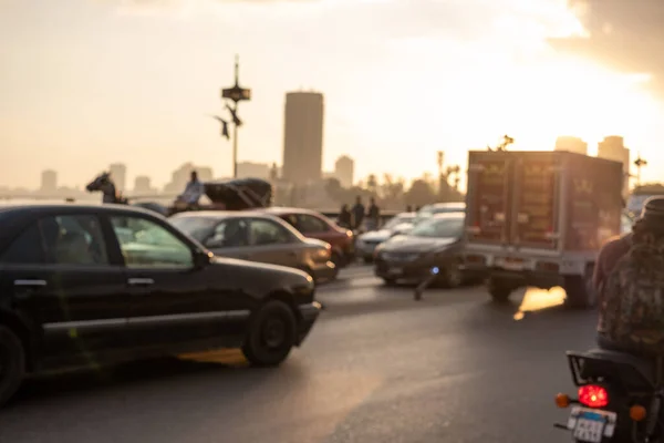 Buiten Beeld Van Een Brug Cairo Bij Zonsopgang Concepten Van — Stockfoto