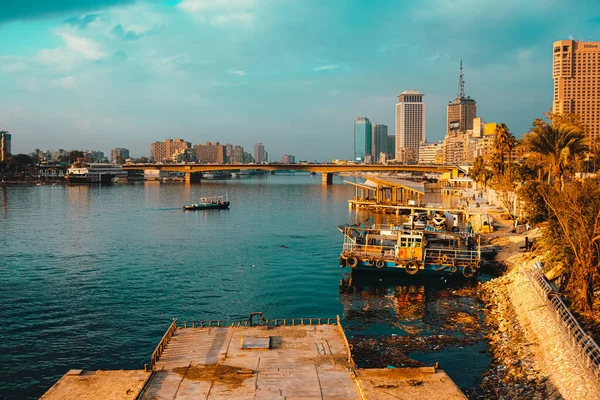 Cairo Egypte December 2021 Uitzicht Verbazingwekkende Nijl Rivier Bij Zonsopgang — Stockfoto