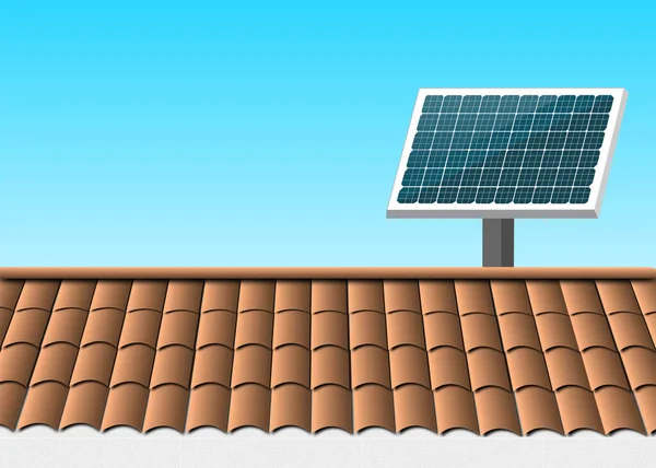 Solarzelle Oder Photovoltaik Modul Modul Solarmodul Auf Dem Dach Mit — Stockvektor