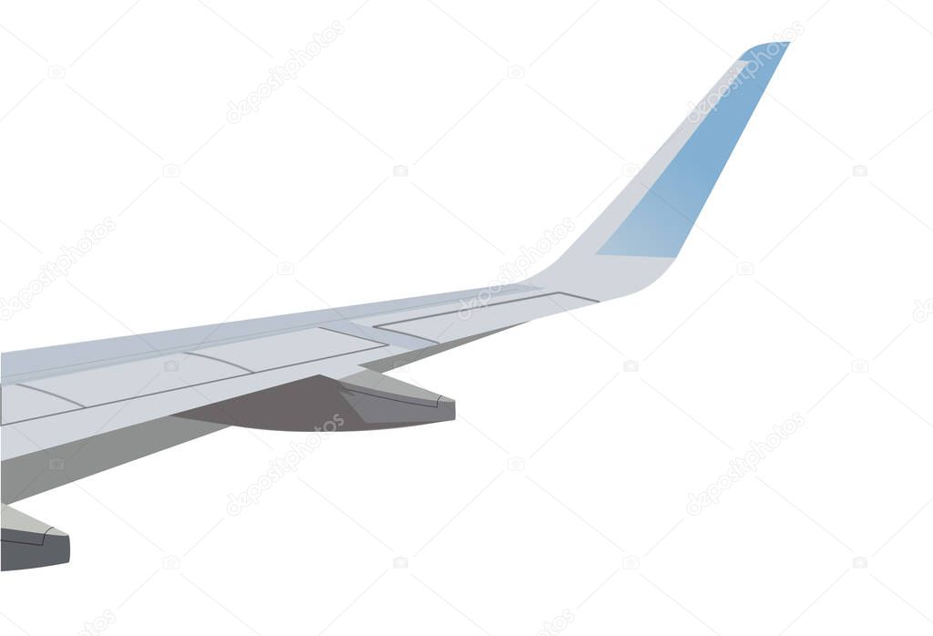 Realistic design vector illustration of airplane wing isolated on white background.