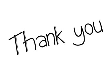 Beyaz arkaplandaki Teşekkür metninin siyah satırı.