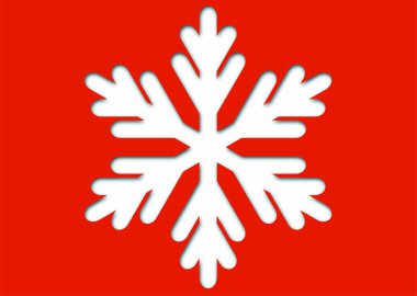 Kırmızı zemin üzerinde izole edilmiş tek beyaz kar tanesi vektör illüstrasyonudur. Noel kavramları.
