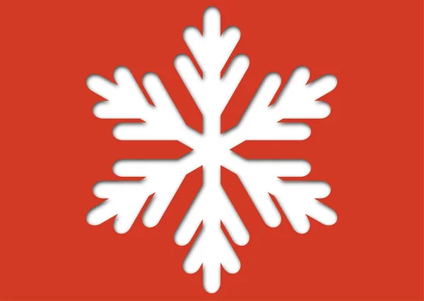 Floco Neve Branco Isolado Fundo Vermelho Como Uma Ilustração Vetorial — Vetor de Stock