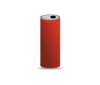 Gerçekçi 250 ml alüminyum boş kırmızı ince beyaz arka planda izole edilebilir. Vektör illüstrasyonu.