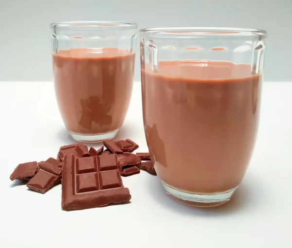 Glas Chocoladedrank Chocoladereep — Stockfoto
