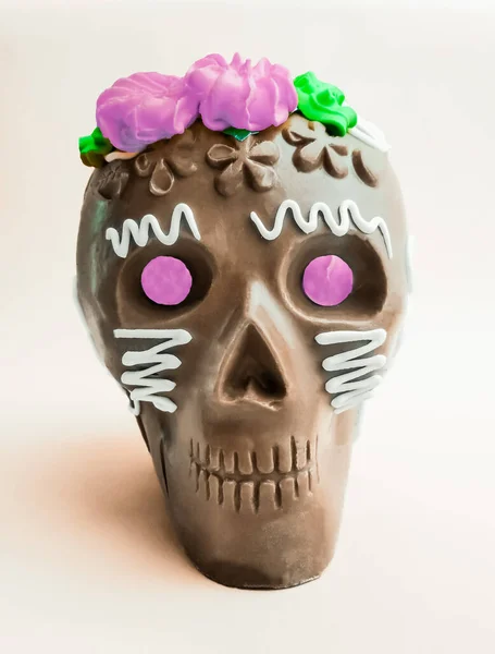 Cráneo Chocolate Utilizado Ofrenda Del Día Los Muertos México — Foto de Stock