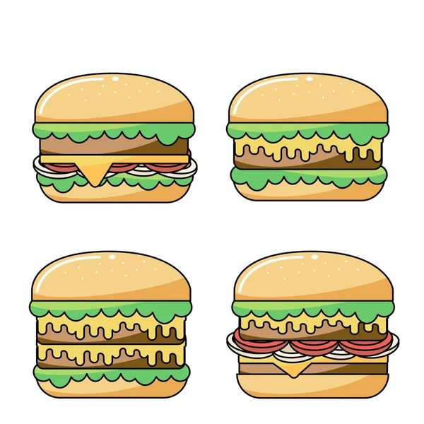 Ícone Hambúrguer Isolado Fundo Branco Flat Design Burger Vector Ilustração —  Vetores de Stock