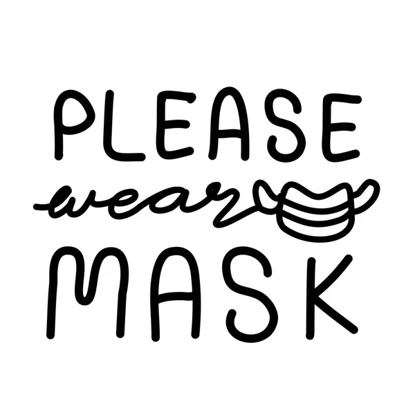 Lütfen Kaligrafi El Harfleri 'ni takın. Mesaj. Poster, afiş, etiket, etiket ve tekstil baskısı için iyi. Beyaz arka planda izole edilmiş yeni normal kavram. Coronavirus COVID-19 dünyada..