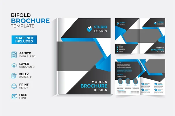 Moderno Criativo Bifold Trifold Brochura Modelo 8Pages 16Pages 32Pages Quadrado —  Vetores de Stock