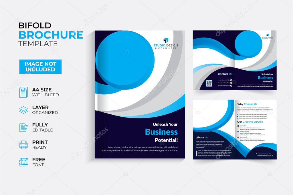 Modern &Creative Bifold Trifold Brochure template 8pages, 16pages, 32pages square Bifold Trifold Brochure Design