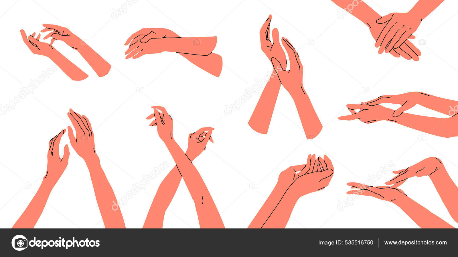 Les Mains De Differentes Positions Sont Entrelacees Differentes Poses Mouvements Soignes Gracieux Image Vectorielle Par Kichikimi C Illustration Les Mains De Differentes Positions Sont Entrelacees Differentes Poses Mouvements Soignes Gracieux Image Vectorielle Par Kichikimi C Illustration