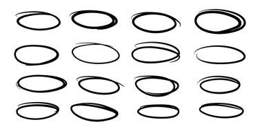 Vector doodle frame. Marker line oval drawn 