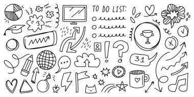 Hand drawn abstract doodle. Outline sketch elements