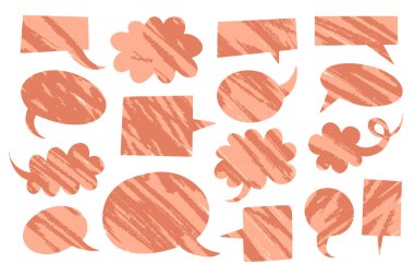Empty Dialogue bubbles. Doodle isolated texture style set