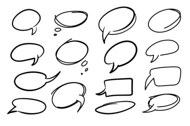 El çizimi sohbet baloncukları ve dairesel oval çerçeveler ayarlandı