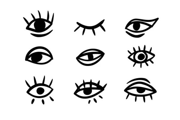 Abstract hand drawn eyes doodle outline simple set sketch — Stock Vector