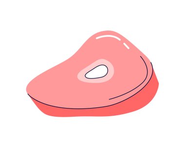 Biftek. İçindekiler simgesi. Çizgi film basit düz el çizim biçimi