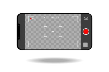 Kayıt kameralı yatay cep telefonu. vizör şablonu. 4k telefon çözünürlüğü video kaydı