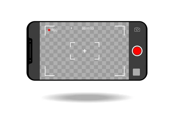 Horizontales Handy mit Rekordrahmenkamera. Suchervorlage. 4k Handy-Auflösung Video-Rec — Stockvektor