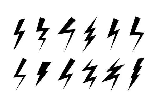 Lightning set zwart symbool. Enorme vector pictogram ingesteld — Stockvector