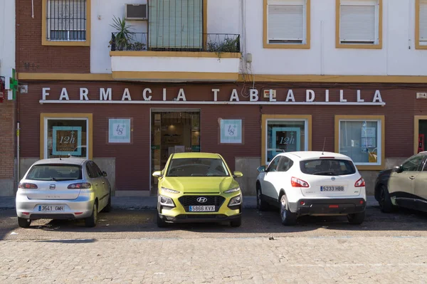 Farmacia Barrio Establecimiento Para Venta Medicamentos Calle Tabladilla Sevilla Andalucía — Foto de Stock