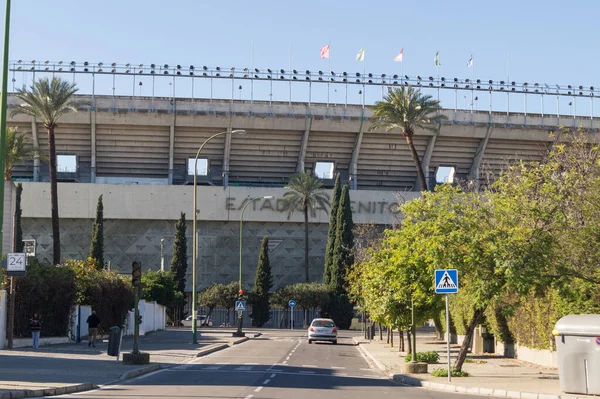 Pohled Zepředu Majestátní Stadion Benita Villamarina Fotbalového Týmu Real Betis Royalty Free Stock Fotografie