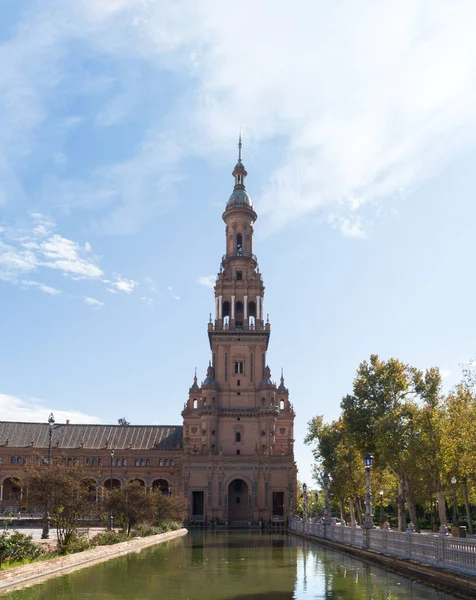 South Tower Plaza Espaa Seville Andalusia Spain Pond Greenish Water — Stok fotoğraf