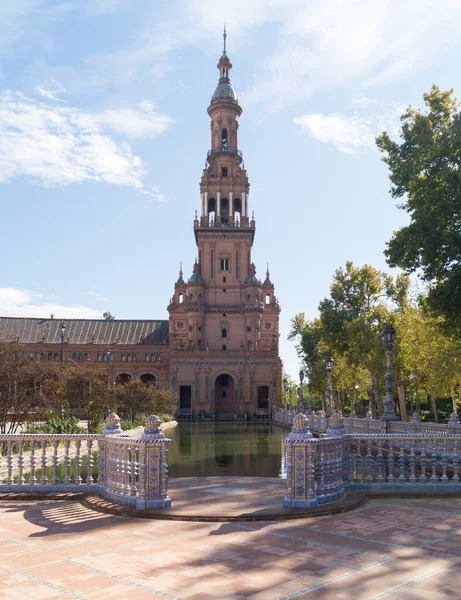 South Tower Plaza Espana Seville Andalusia Spain Architectural Structure Built — Stok fotoğraf