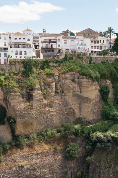 Andalusian Village Built Edge Cliff Ronda Spain Houses Decorated Mediterranean — ストック写真