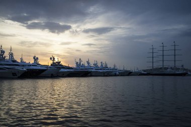 Port Flisvos in Paleo Faliro in winter. Athens, Greece
