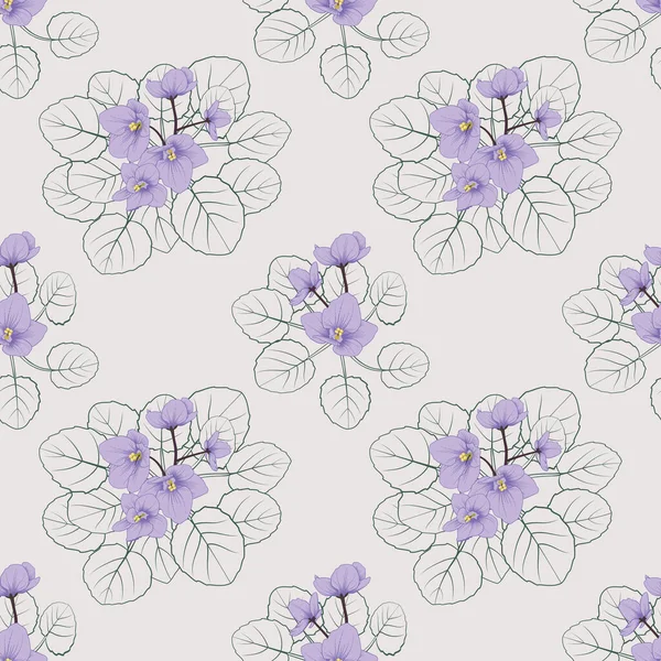 无缝线紫罗兰和叶子花纹 图库矢量图片