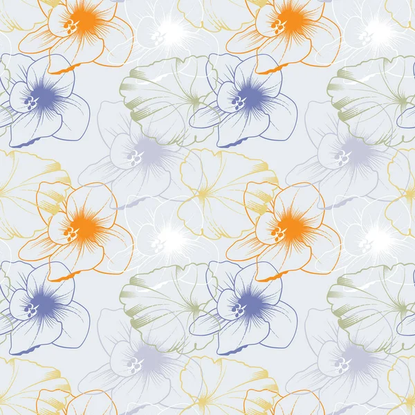 无缝线紫罗兰和叶子花纹 免版税图库插图