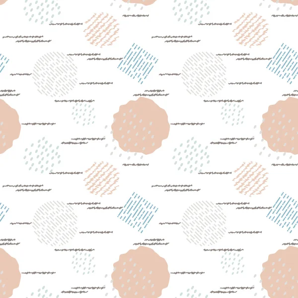 Abstract Modern Seamless Pattern Hand Drawn Shapes Lines Dots Trendy 로열티 프리 스톡 벡터