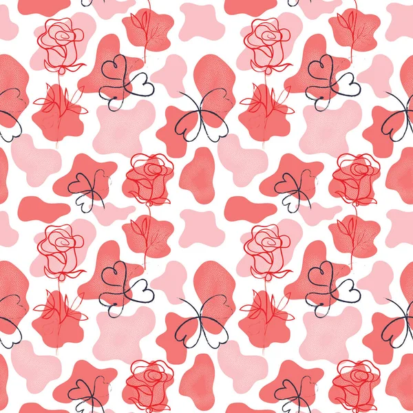 Abstract Modern Pink Seamless Pattern Hand Drawn Contemporary Trendy Background — 스톡 벡터