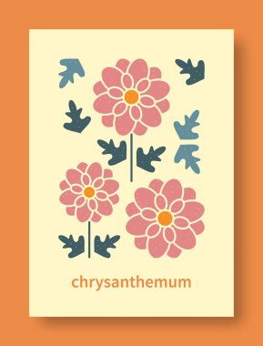 Abstract still life of chrysanthemum flower in pastel colors. Modern art collection. Chrysanthemum flower vector for social media, cards, mobile concept, posters and web design. Vector illustration.