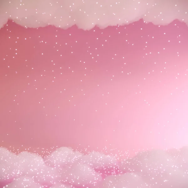 Визуализация Розового Фона Облаками Звездами Белые Падающие Звезды Снег Розовом — стоковое фото