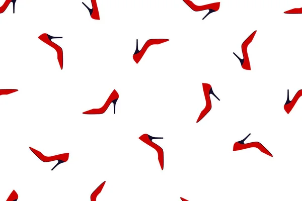 Sapatos Femininos Vermelhos Com Saltos Vetor Fundo Branco Ilustração Padrão — Vetor de Stock