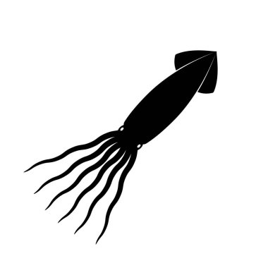 beyaz arkaplanda izole edilmiş kalamar vektör resimleme siyah simgesi