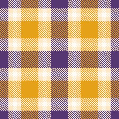 İşaretli arkaplan, vektör çizimi. ekose, kumaş desenli mor ve sarı çizgili, arka planda tekrarlanan.