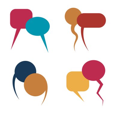 Beyaz arkaplan vektör illüstrasyon diyaloglarındaki bulut sözcükleri cümleleri