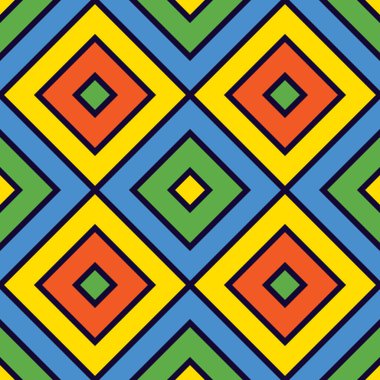 Parlak kareler, soyut geometrik dikişsiz desen dokusuna sahip renkli vektör çizimi