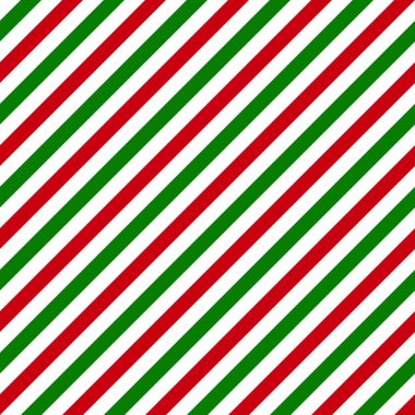 Çizgili köşegen Noel arkaplanı, kusursuz desen. Vektör çizimi. Beyaz arkaplanda yeşil ve kırmızı çizgiler.